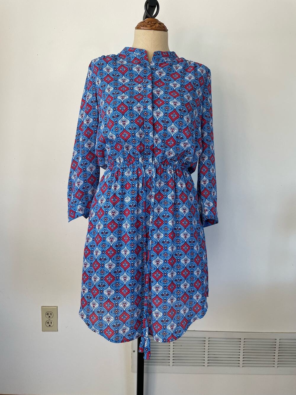 Daniel Rainn short blue and red print dress size XS